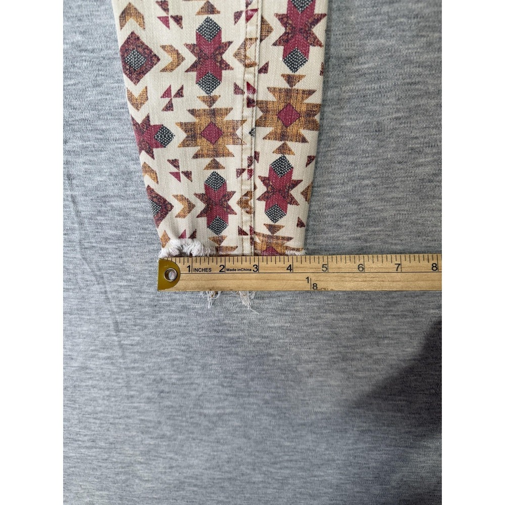 We The Free Jeans Womens 25 Multicolor Skinny Mid Rise Tribal Print Raw Hem‎ - Picture 5 of 14